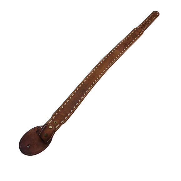 Vintage Western Leather Belt Size Small Dead Mans Hand Buckle & "Barbie" Engravi - Picture 9 of 12